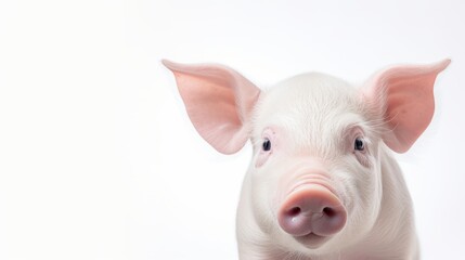 Animal rights concept A close-up of a pig with a white background