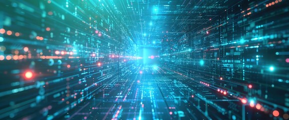Fototapeta premium Abstract digital cyberspace data network connections concept background. AI generated image