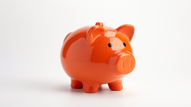 A bright orange piggy bank, savings, financial planning, and money management.