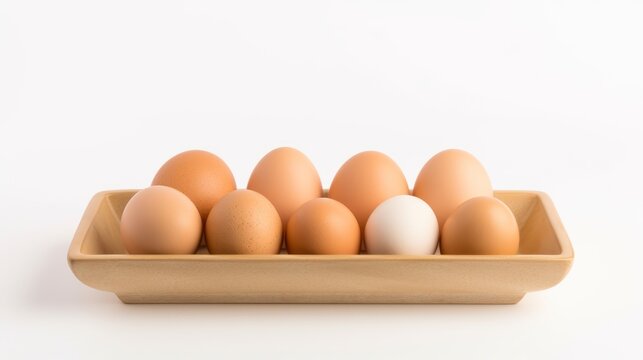 A carton of fresh eggs different shades of brown and white egg.