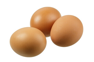 Brown Eggs isolated on a white background with copy space