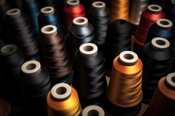 Assorted Sewing Threads Close-up