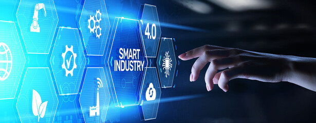 Smart industry 4.0 innovation automation manufacturing technology concept.