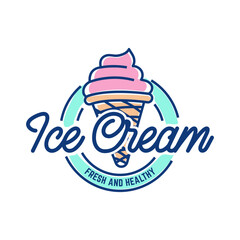 Ice Cream Logo Design. Ice cream shop logo badges and labels, gelateria signs.