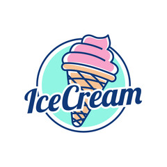 Ice Cream Logo Design. Ice cream shop logo badges and labels, gelateria signs.