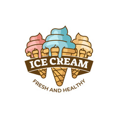 Ice Cream Logo Design. Ice cream shop logo badges and labels, gelateria signs.