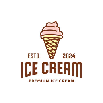 Ice Cream Logo Design. Ice cream shop logo badges and labels, gelateria signs.