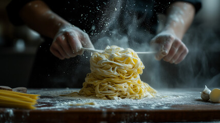 cook making pasta, ai