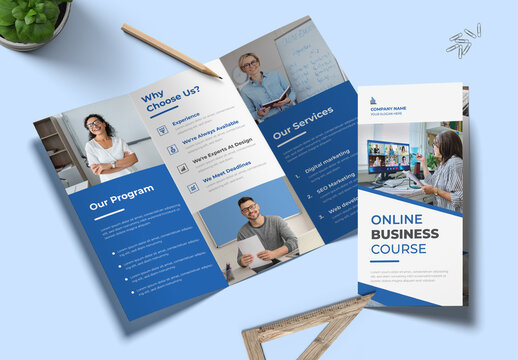 Online Business Course Trifold Brochure Layout