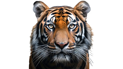 Obraz premium Close up face of a tiger isolated on white, transparent background