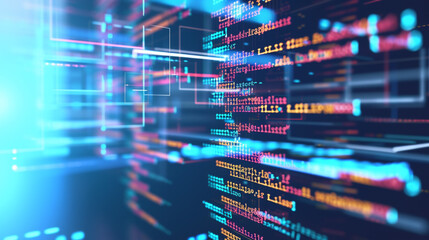 Virtual Data Center. Digital Streams And Future Technology. Binary Code. Business concept. Company data cloud, Digitalization in business life