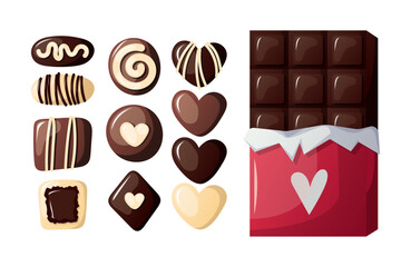valentine chocolate element illustration set