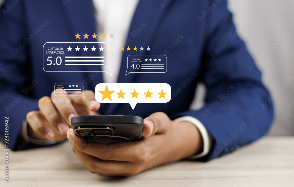 Canvas Prints online customer satisfaction survey service concept, client rate service from experience in applicat