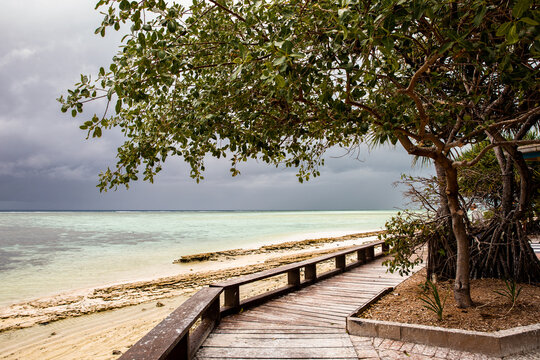 the view from Heron Island resort with a tropical storm approaching