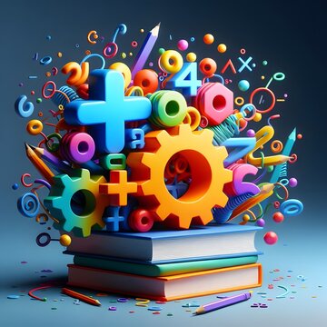 flat logo of Vector Mathematics 3d background illustration logo