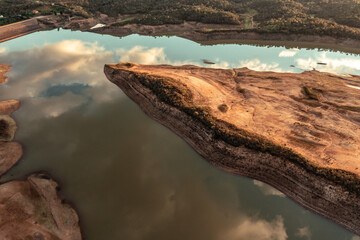 Drone view of nature landscape in Vale de Agua in portugal