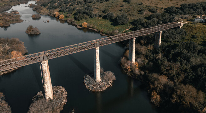 Aerial Landscape of the guadiana river valley in alentejo
