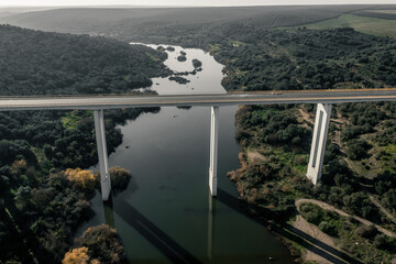 Aerial Landscape of the guadiana river valley in alentejo