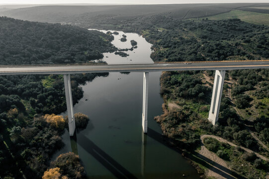 Aerial Landscape of the guadiana river valley in alentejo