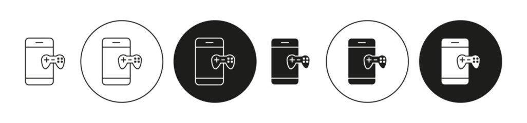 Mobile Game flat line icon set. Mobile Game Thin line illustration vector