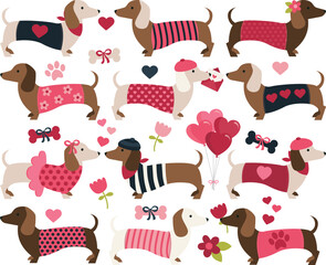 Valentine Dogs, Dachshund, Wiener, Sausage dog