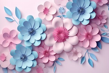 Woman's day background in paper style. woman's day background with flower and leaves.