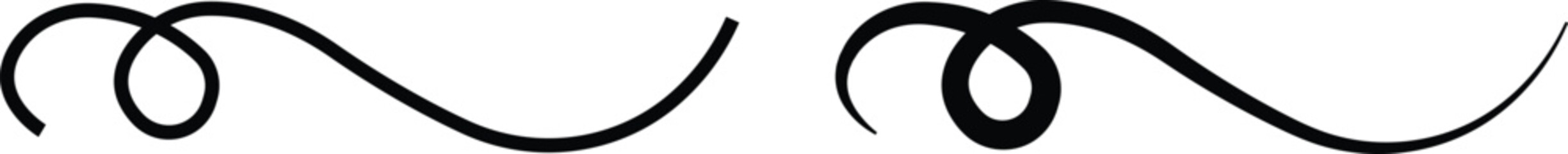 Swirl ornament black line stroke curls, swirls divider and filigree. Flourishes, decorative elements vector icon set collection isolated on transparent background for Calligraphic Victorian art design