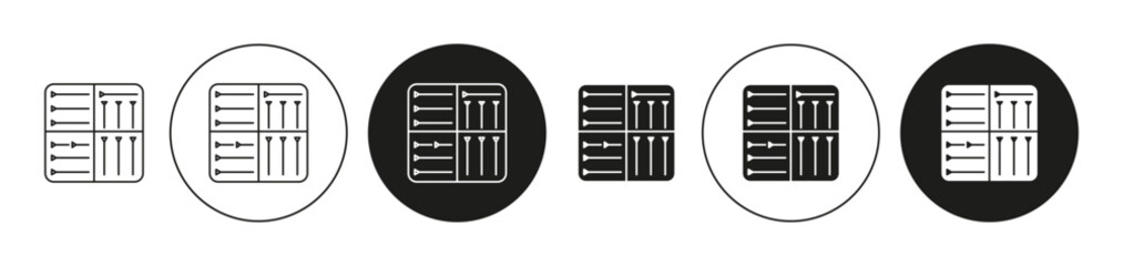 Cuneiform flat line icon collection. Cuneiform set in black and white color vector