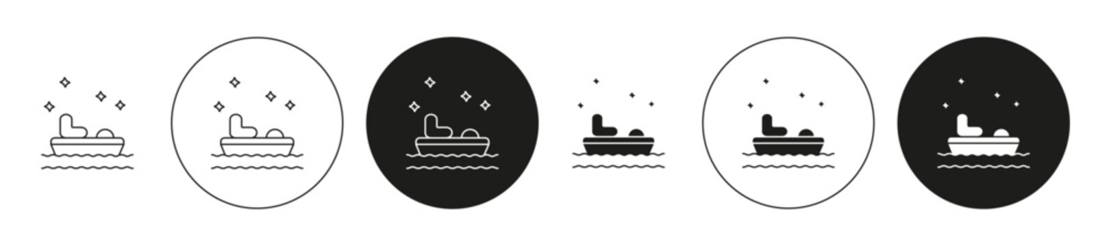 pedalo flat line icon collection. Pedalo set in black and white color vector