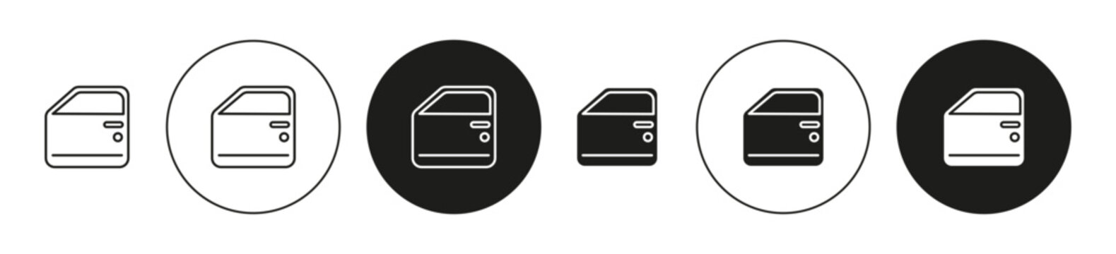 car door flat line icon collection. car door set in black and white color vector