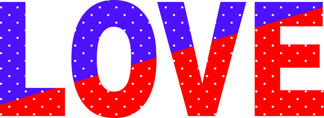 Love design with 2 colors and white dots