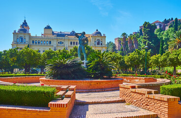 Biznaguero monument in garden of Malaga, Spain