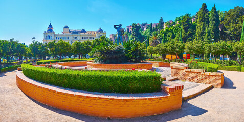 Gardens of Pedro Luis Alonso panorama, Malaga, Spain - obrazy, fototapety, plakaty
