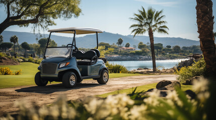 Generative AI image of a Golf Cart on a Sunny Course