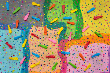 Abstract spotted multi colored background with not inflated balloons