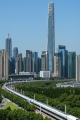 The train's passage through the city becomes a mesmerizing dance of speed, elegance, and urban charm