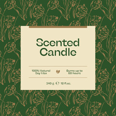 Hand drawn line art botanical vector packaging label design template. Scented label box design template.