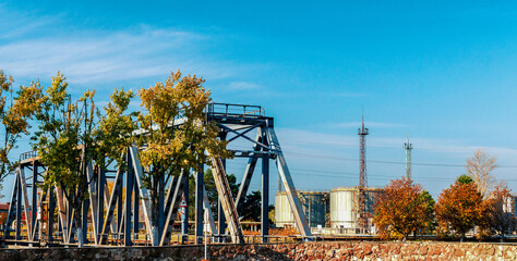 old iron bridge and tanks nuclear storage facility in Chernobyl