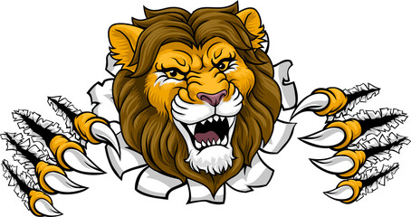 Obraz premium Lion Animal Sports Team Cartoon Mascot