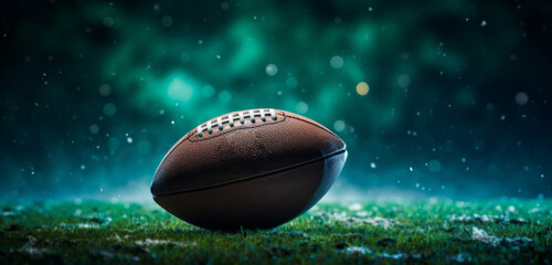 American football Ball green field in American football stadium