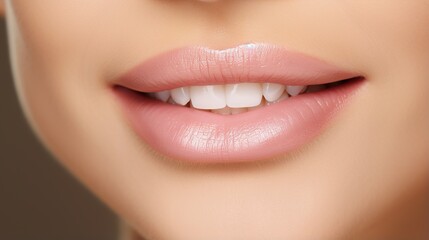 Obraz premium Sexy lips. woman's face. sexy glossy lips. beautiful lip makeup.Lipstick and lipgloss.passionate lips