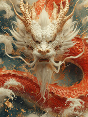 A close-up illustration of the Chinese dragon