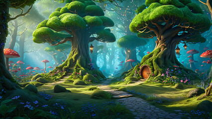 fairy tale forest, big trees, nature