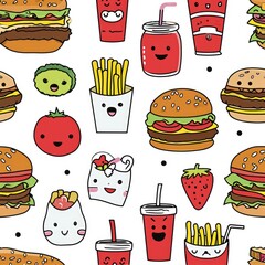 Set of food various style cartoon