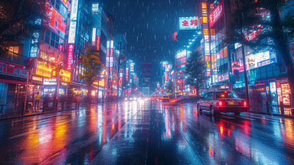 Nocturnal Energy: Neon-lit Streets of Downtown Shinjuku, Tokyo, Photography Revealing Vibrant Urban Atmosphere