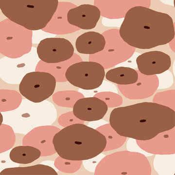Stylized and minimalistic water Lillies pink and beige seamless pattern