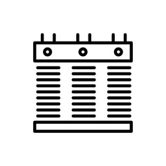 Electric transformer icon. Simple vector icon of a toroidal transformer with winding made in black style on a white photo.