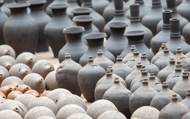 Pottery products at a market