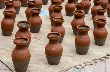 Pottery products at a market