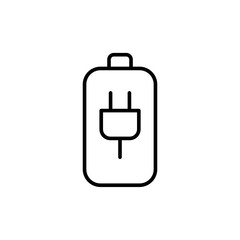 Battery charging outline icons, minimalist vector illustration ,simple transparent graphic element .Isolated on white background